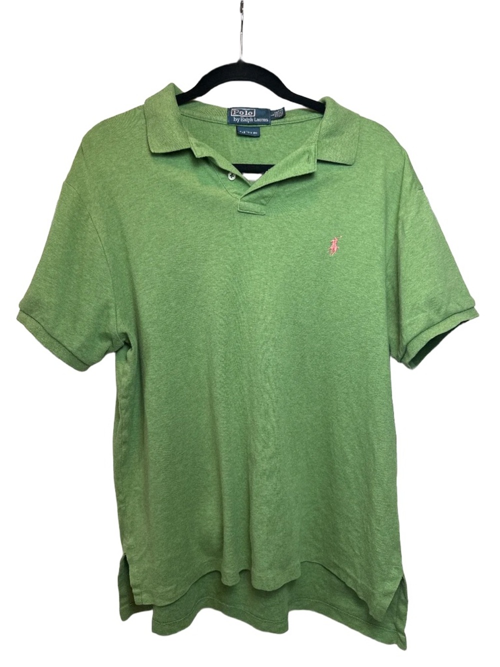 Polo Ralph Lauren Polo Shirt Large Custom Fit Green Cotton Pink Pony